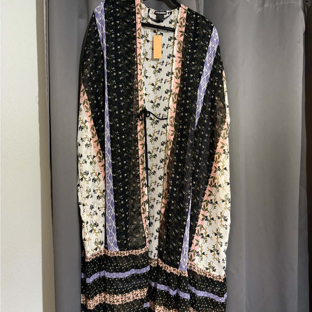 Steve Madden floral Cover-Up Kimono Beach Swimwear Layering Top NWT OS